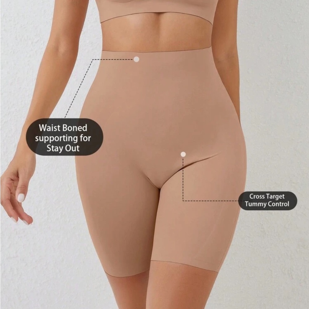 Seamless High-Waisted compression Shapewear Shorts - Nude